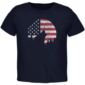 4th Of July Wolf Silhouette Flag Moon Toddler T Shirt