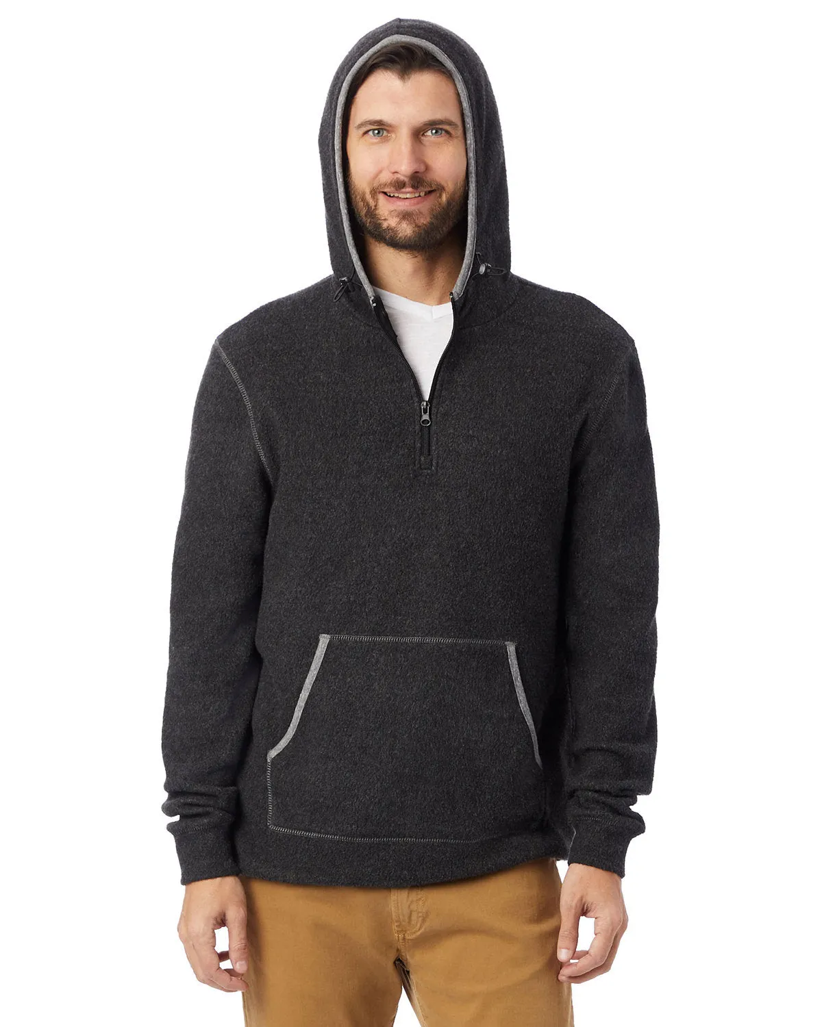 Adult Quarter Zip Fleece Hooded Sweatshirt