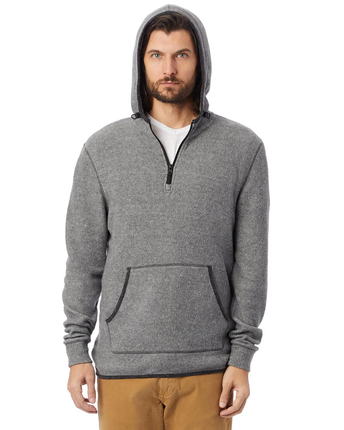 Adult Quarter Zip Fleece Hooded Sweatshirt