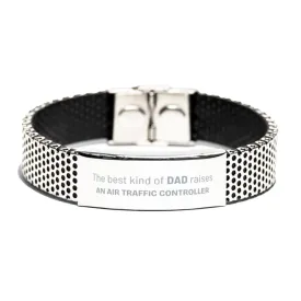 Air Traffic Controller Dad Gifts, The best kind of DAD, Father's Day Appreciation Birthday Stainless Steel Bracelet for Air Traffic Controller, Dad, Father from Son Daughter