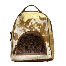 American Darling Brown and White Cowhide Backpack Purse ADBGS156ACGO