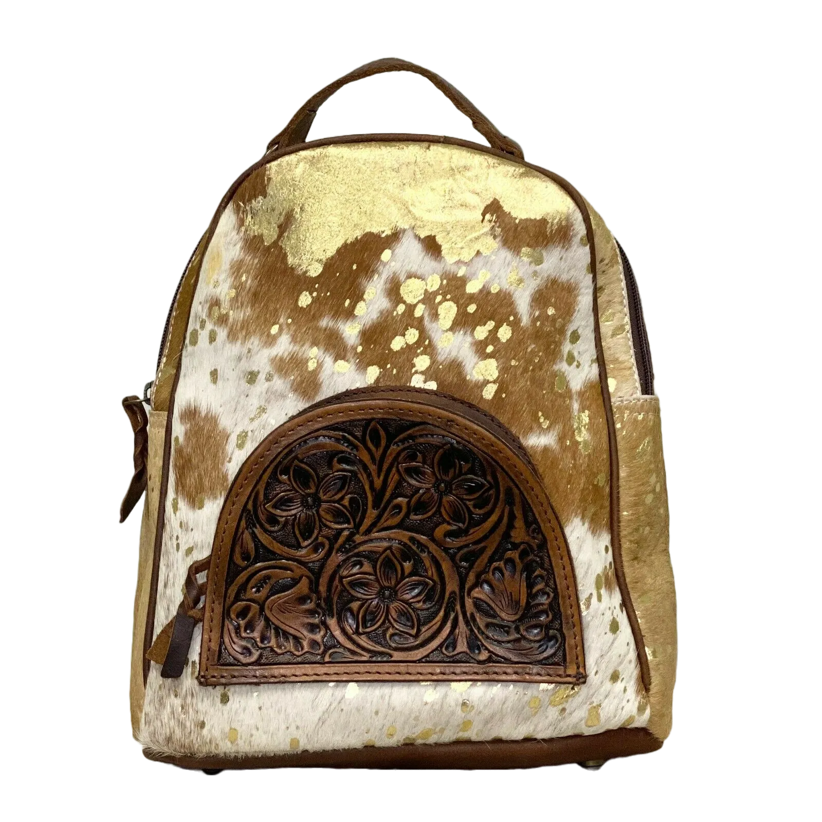 American Darling Brown and White Cowhide Backpack Purse ADBGS156ACGO