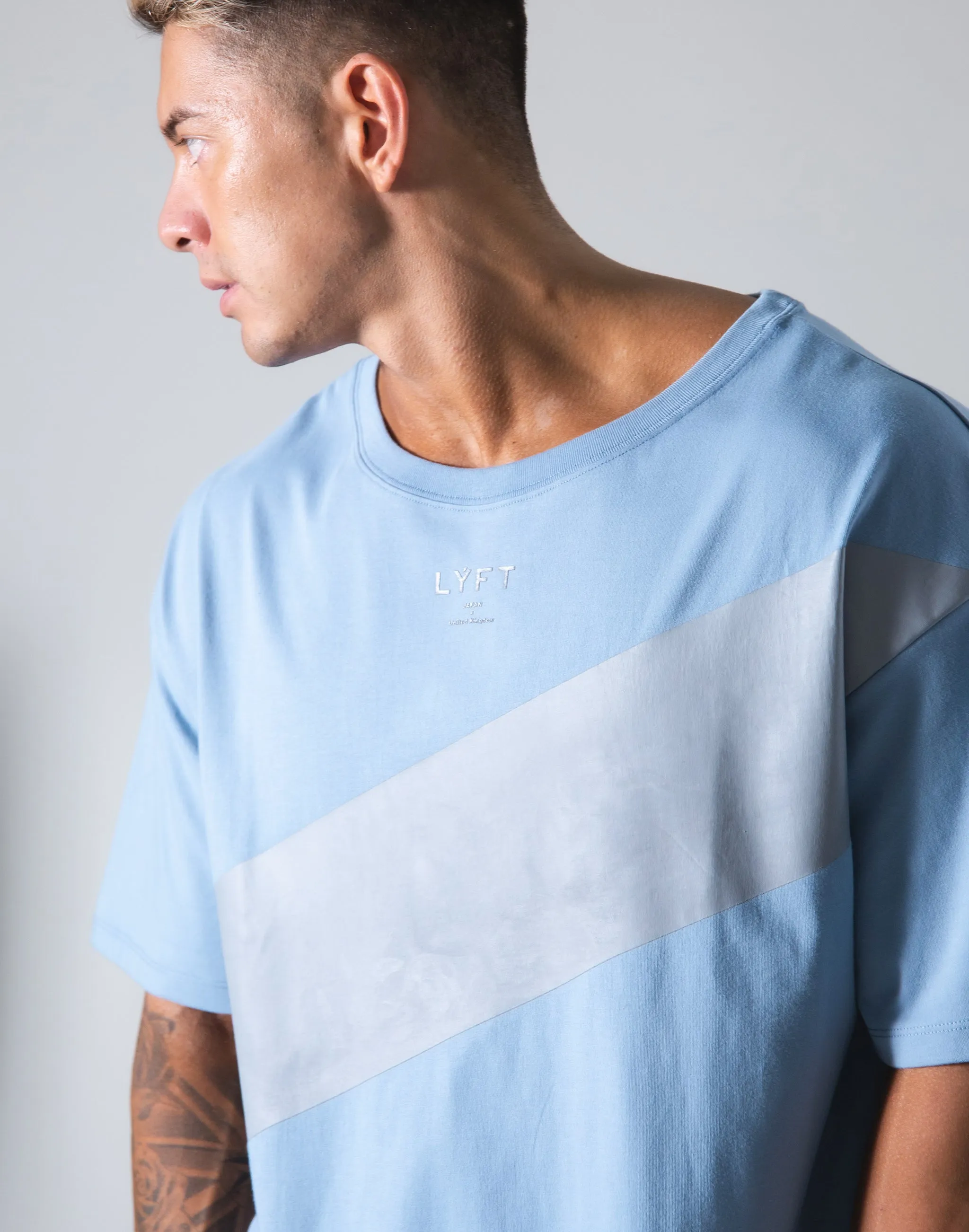 Angle Wide Line Big T-shirts - L.Blue