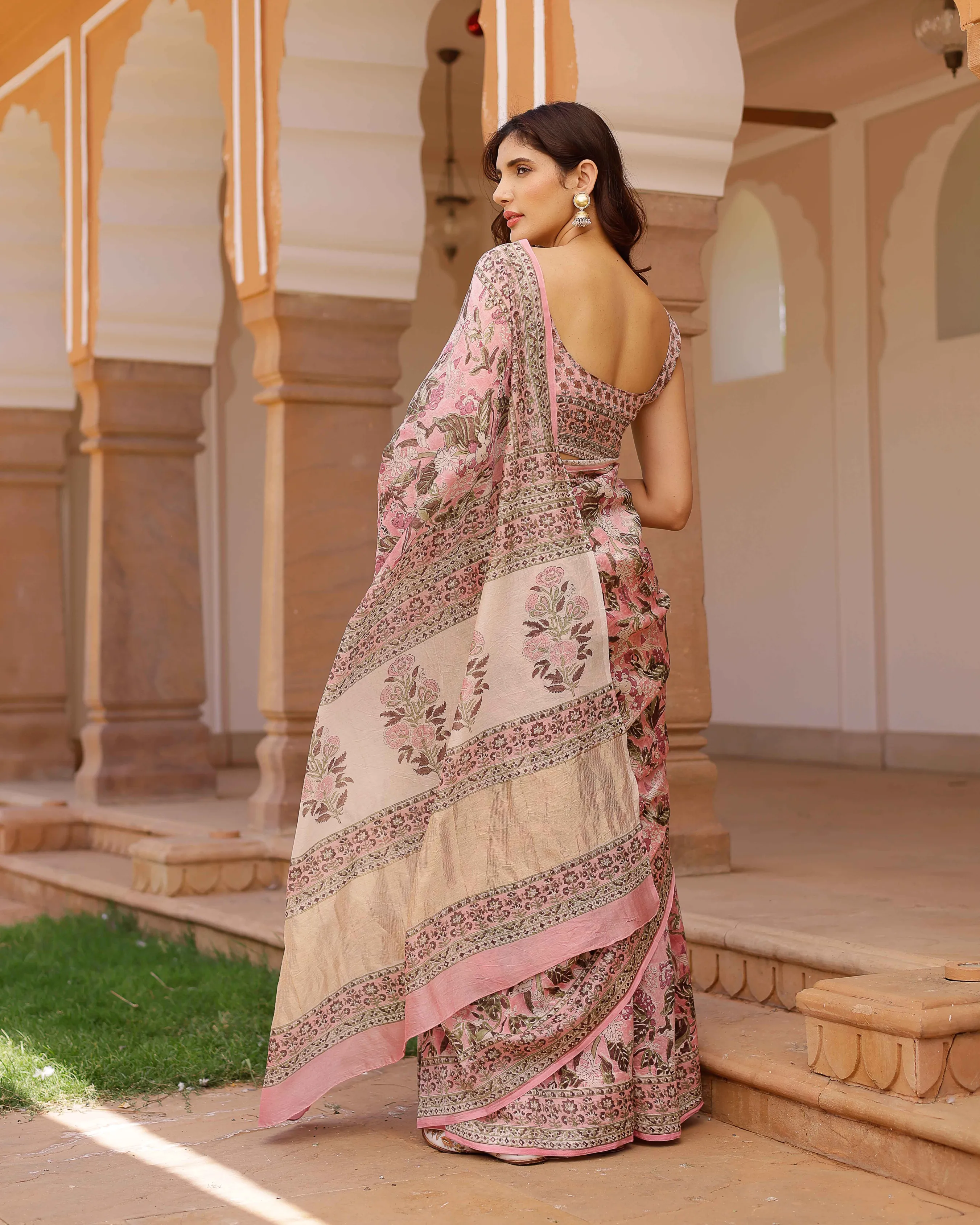 Aradhna Handblock Chanderi Saree