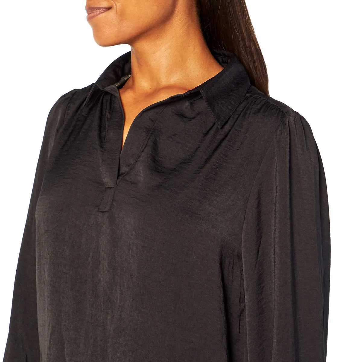 Banana Republic Women's Lightweight Satin Split Collar Top Pullover Blouse