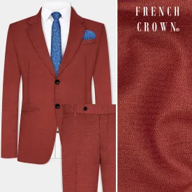 Brick Red Textured Single Breasted Suit