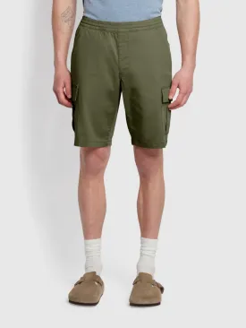 Crane Regular Fit Twill Cargo Drawstring Shorts In Vintage Green