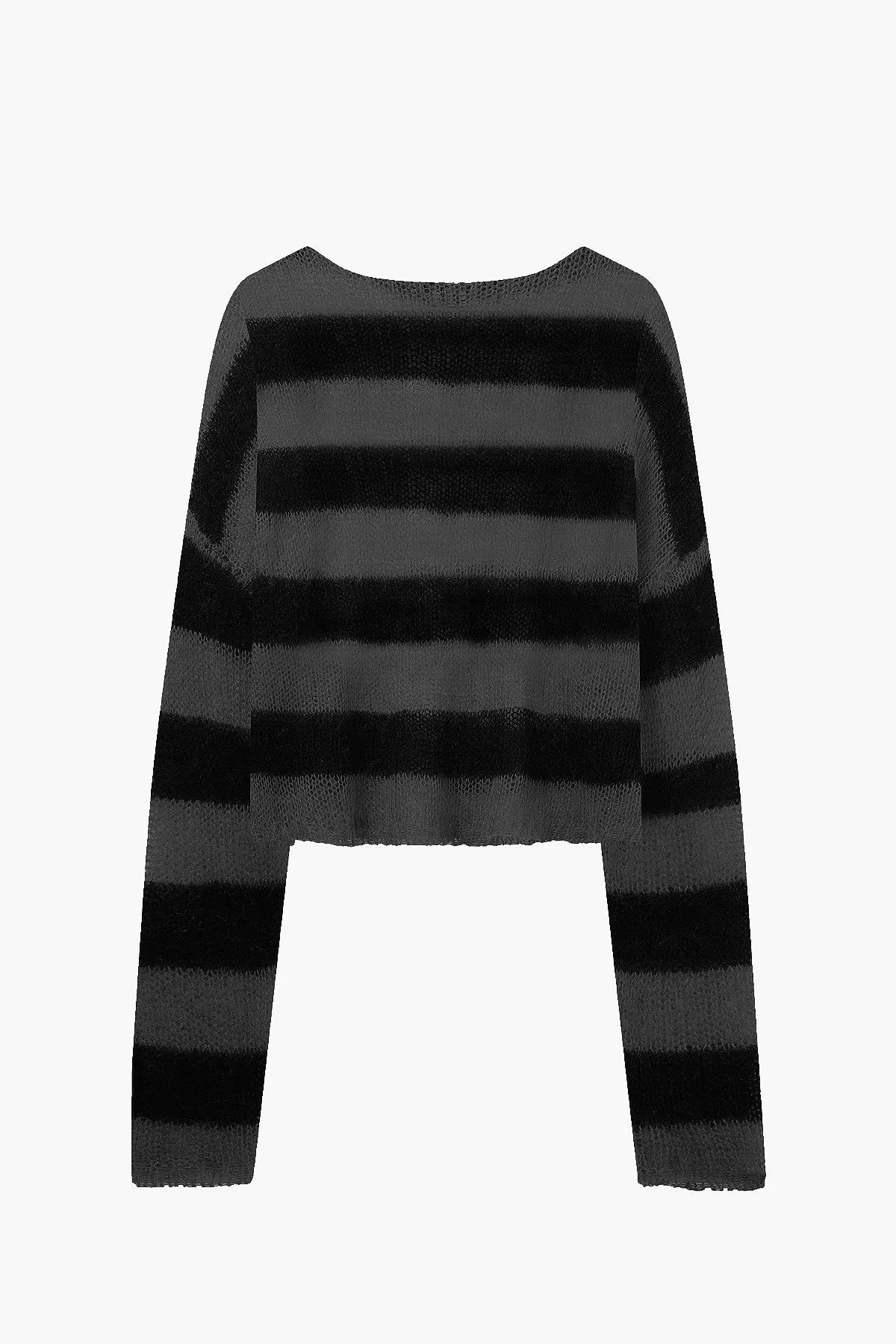 Cropped Navarro Jumper Grunge Stripe | Black & Grey