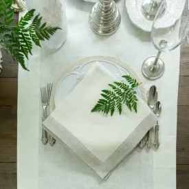 Dinner Napkin - Cream with Flax Frame Large Napkin