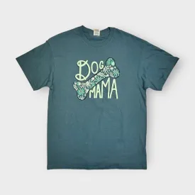 Dog Mama Crew Neck T-Shirt | L | Blue Floral | Pre-Shrunk | New