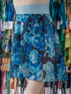 Floral Blue Wrap Long Dance Skirt MP339