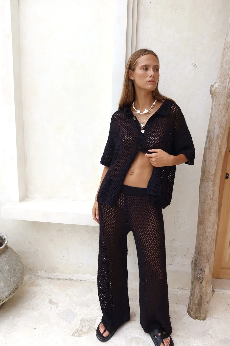 HEAT WAVE KNIT CROP PANT - BLACK