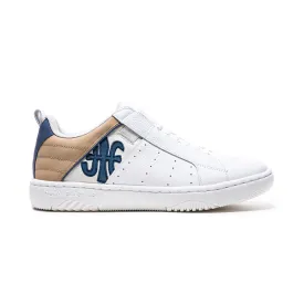 Men's Icon 2.0 White Blue Brown Logo Leather Sneakers 06531-057