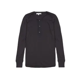 Merz b Schwanen Maco Imit Long Sleeve Henley in Charcoal