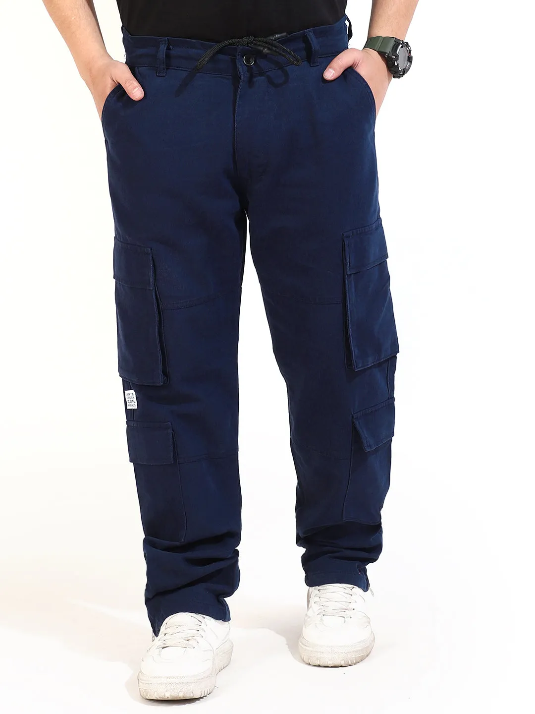 Navy Cotton Drill 8 pocket Baggy Fit Cargo