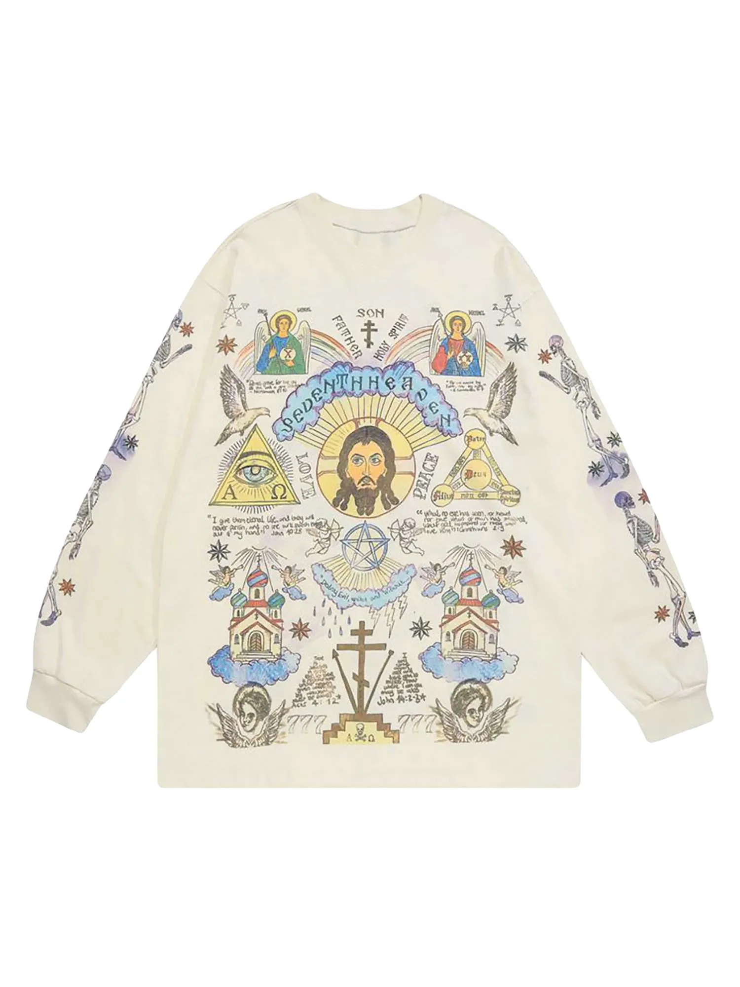 Thesupermade American High Street Graffiti Long Sleeve T-Shirt