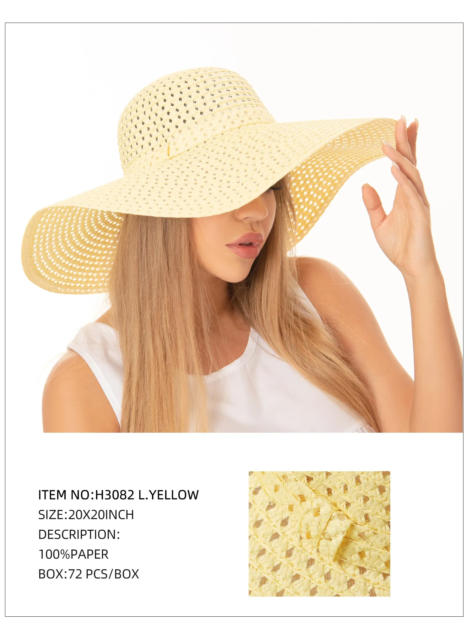 Wide Brim Sun Hat-Lt.Yellow